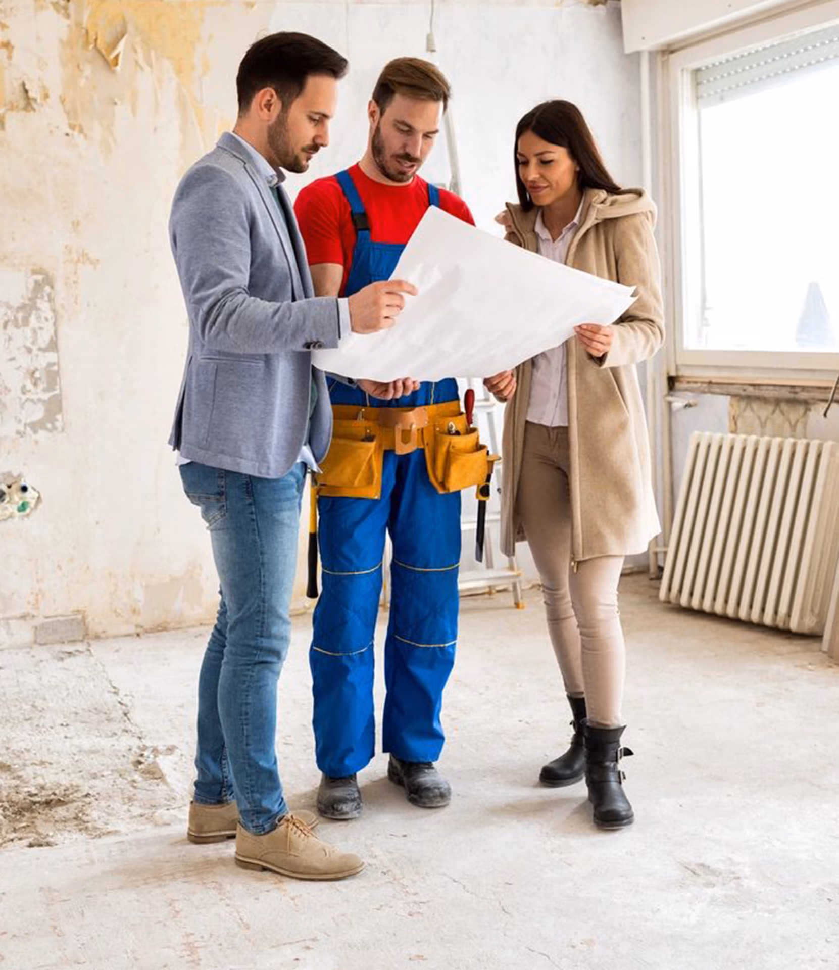 Real estate investor on-site meeting over a private loan project.